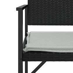 Maison Chic Banc de jardin | Chaise de jardin à 2 places avec coussin noir résine tressée -GKD41912 pas cher