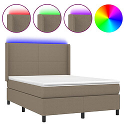 vidaXL Sommier à lattes de lit matelas et LED Taupe 140x190 cm Tissu