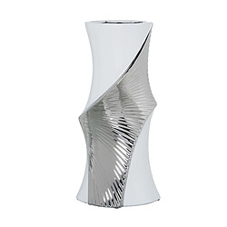 Vase Alexandra House Living Blanc Argenté Céramique 15 x 18 x 36 cm 