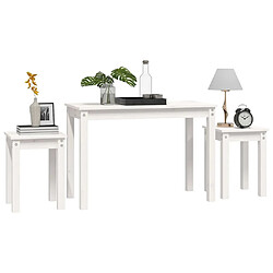 Avis vidaXL Tables gigognes 3 pcs Blanc Bois de pin massif