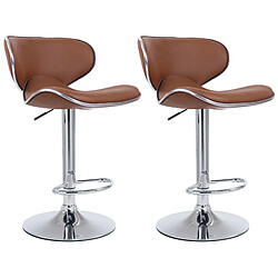 Decoshop26 Lot de 2 tabourets de bar pivotant design moderne en PVC marron clair support en métal chromé 10_0004264