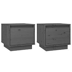 vidaXL Tables de chevet 2 pcs Gris 35x34x32 cm Bois de pin solide