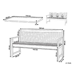 Avis Beliani Banc avec coussin Bois d'acacia certifié 160 cm Bleu marine VIVARA