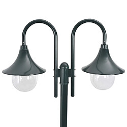 vidaXL Lampadaire de jardin E27 220cm Aluminium 2 lanternes Vert foncé