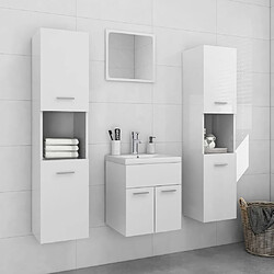 vidaXL Ensemble de meubles de salle de bain Blanc brillant Aggloméré 