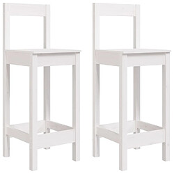 vidaXL Tabourets de bar lot de 2 blanc 40x41,5x112 cm bois massif pin