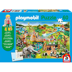 Schmidt Spiele Zoo, Puzzle pour Enfants de 60 pièces, avec Figurine Playmobil Originale