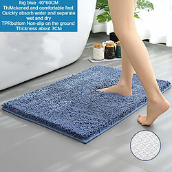 LUUCOZK Tapis de bain antidérapants absorbants à séchage rapide, décoration de salle de bain, fond TPR bleu brouillard 40 x 60 cm-Taille standard