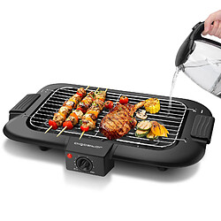 Aigostar Tasty - Gril barbecue d’intérieur sans fumée. 2000W, thermostat, grande surface de cuisson 36x21 cm. Bac à eau pour éviter odeurs et fumée. Entièrement démontable. 