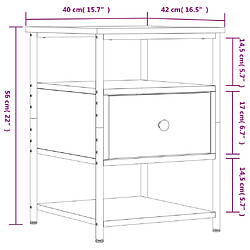 vidaXL Table de chevet chêne marron 40x42x56 cm bois d'ingénierie pas cher