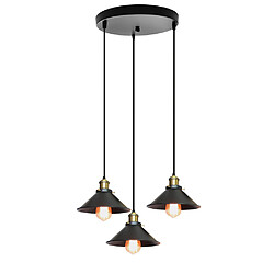 Stoex Suspension Luminaire Edison 3 Têtes Métal Fer Noir , Lampes Vintage Industrial Plafonnier Luminaire E27 Rétro Salle de Salle à Manger Chambre