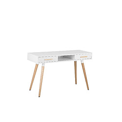 Beliani Table de bureau blanche et bois clair FRISCO 