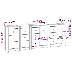 vidaXL Buffet Noir 230x35x80 cm Bois massif de pin pas cher