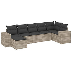 vidaXL Salon de jardin avec coussins 7 pcs gris clair résine tressée