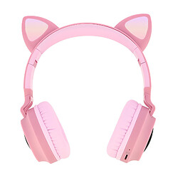 Avizar Casque Audio Bluetooth Design Oreilles Chat Animation lumineuse 12h - rose