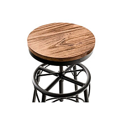 Acheter Decoshop26 Lot de 2 tabourets de bar style industriel contemporain hauteur réglable en métal noir et assise en bois clair 10_0004019