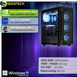 Sedatech Pack PC Gamer Pro • Intel i9-14900KF • RTX4070Ti Super • 32Go DDR5 • 2To SSD M.2 • Windows 11 • Moniteur 28''