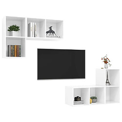 Avis Maison Chic Ensemble 4 Meubles TV muraux suspendus Blanc brillant Aggloméré -MN29277