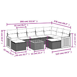 Acheter vidaXL Salon de jardin avec coussins 10 pcs gris résine tressée