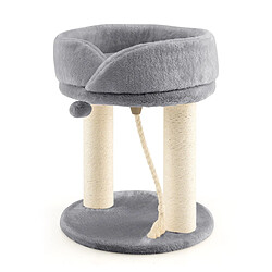 Helloshop26 Arbre à chat tour d'arbre griffoir 2 plateformes avec perchoir à dessus souple boule de fourrure 53 cm corde en sisal gris 20_0009767 