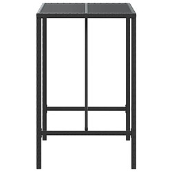 Avis vidaXL Table de bar et dessus en verre noir 70x70x110 cm poly rotin