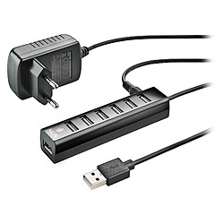 NGS IHUB7 TINY: HUB 7 PORTS USB 2.0 avec alimentation externe. Compatibilité universelle, taux de transfert rapide. PLUG AND PLAY 