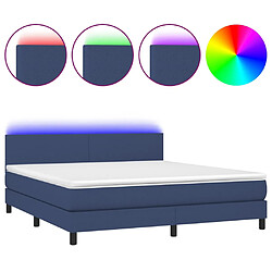 vidaXL Sommier à lattes de lit avec matelas LED Bleu 160x200 cm Tissu