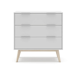 Pegane Commode, meuble de rangement en pin et MDF avec 3 tiroirs coloris blanc - Longueur 80 x Profondeur 40 x Hauteur 83 cm