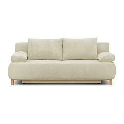 Banquette convertible 3 places MIKA - Velours côtelé Beige - Coffre de rangement - L 192 x H 84 x P 93 cm 