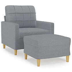 vidaXL Fauteuil avec repose-pied Gris clair 60 cm Tissu