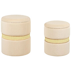 Beliani Lot de 2 poufs coffre en velours beige MEDFORD