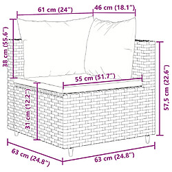 vidaXL Salon de jardin 4 pcs avec coussins Noir Résine tressée pas cher