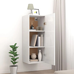 Avis Maison Chic Armoire murale suspendue,Meuble de Rangement pour salon,cuisine Blanc brillant 34,5x34x90 cm -MN97138