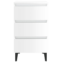 Acheter Maison Chic Lot de 2 Tables de chevet,Table de nuit,Table d'appoint pour salon pieds en métal - Blanc brillant 40x35x69cm -MN44632