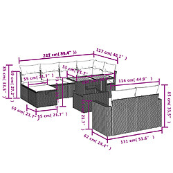 Avis vidaXL Salon de jardin 11 pcs avec coussins noir résine tressée