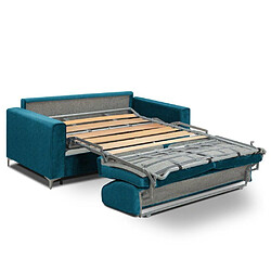 Avis Inside 75 Canapé convertible express JACKSON 120cm comfort BULTEX® 12cm sommier lattes RENATONISI tweed bleu turquoise