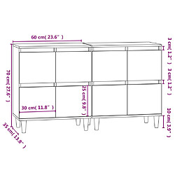 vidaXL Buffets 2 pcs gris béton 60x35x70 cm bois d'ingénierie pas cher