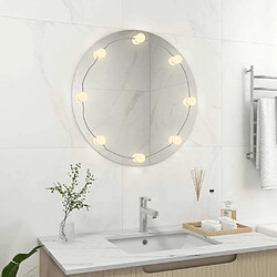 Maison Chic Miroir mural avec lampes LED | Miroir Décoration pour Maison Salle de Bain Rond Verre -GKD12086