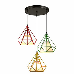 Stoex Suspension Cage forme Diamant Contemporain 25cm E27 110-221V Corde Ajustable Luminaire Salle à Manger,Bar