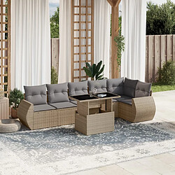 vidaXL Salon de jardin avec coussins 7 pcs beige résine tressée 