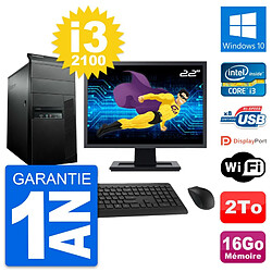 PC Tour Lenovo M91p Ecran 22" Intel i3-2100 RAM 16Go Disque 2To Windows 10 Wifi · Occasion 