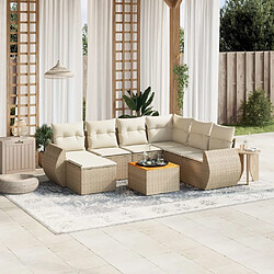 Maison Chic Salon de jardin avec coussins 8 pcs | Ensemble de Table et chaises | Mobilier d'Extérieur beige résine tressée -GKD16838