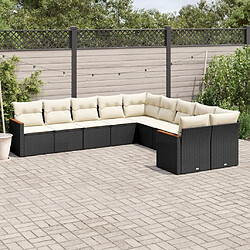 Maison Chic Salon de jardin 10 pcs avec coussins, Ensemble Tables et chaises d'extérieur noir résine tressée -GKD477321