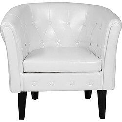 Helloshop26 Lot de 2 fauteuils chesterfield en synthétique et bois avec éléments décoratifs touffetés 58 x 71 x 70 cm chaise cabriolet meuble de salon blanc 01_0000115