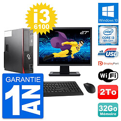 PC Fujitsu D556 DT Ecran 27" Intel i3-6100 RAM 32Go Disque 2To Windows 10 Wifi · Occasion 