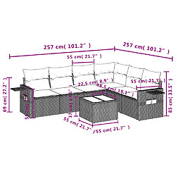 vidaXL Salon de jardin avec coussins 7 pcs gris clair résine tressée pas cher