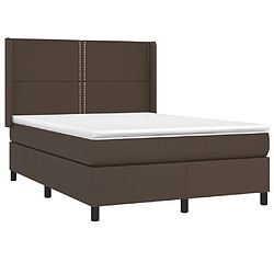 Avis vidaXL Sommier à lattes de lit matelas LED Marron 140x200cm Similicuir