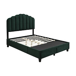 Acheter Vente-Unique Lit 160 x 200 cm avec tiroirs - Velours - Vert sapin - ILISIO