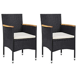 Maison Chic Lot de 2 Chaises de salle à manger de jardin - Fauteuil d'extérieur Résine tressée Noir -MN59261