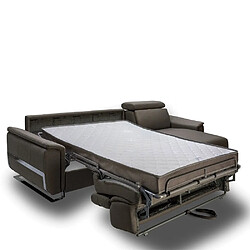 Inside 75 Canapé d'angle REAUMUR convertible EXPRESS 140 cm matelas 16 cm pieds luge tweed gris graphite pas cher